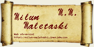 Milun Maletaški vizit kartica
